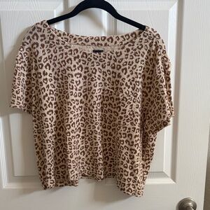 GAP Brown Leopard Print Short Sleeve Top